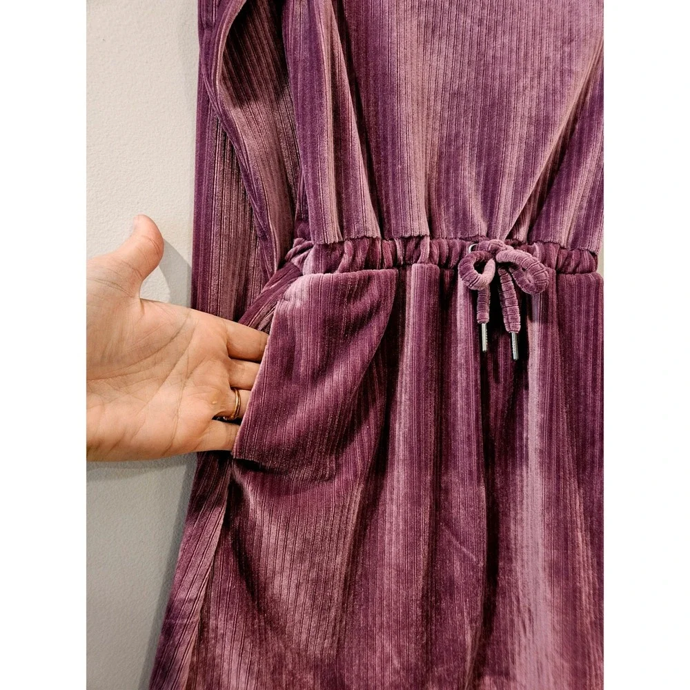 Freely Girls Ribbed Velvet Long Sleeve Dress Purple with Pockets Girl‎ Small 6/7